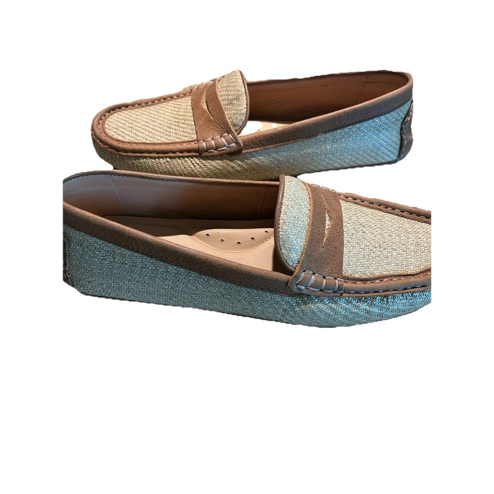 Flag LTD Women's Morgan Leather Penny Driving Loafers Rattan Rafia 9M New $110 - Picture 4 of 12